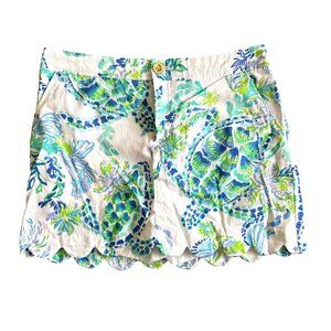 Lilly Pulitzer Women's Sz 2 Scallop Hem Floral Print Shorts Casual Summer
